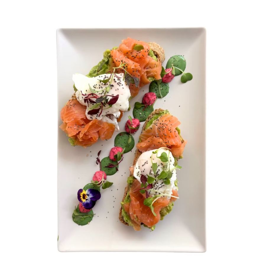 So-fish-ticated: poached eggs, smashed avocado and salmon on sourdough.